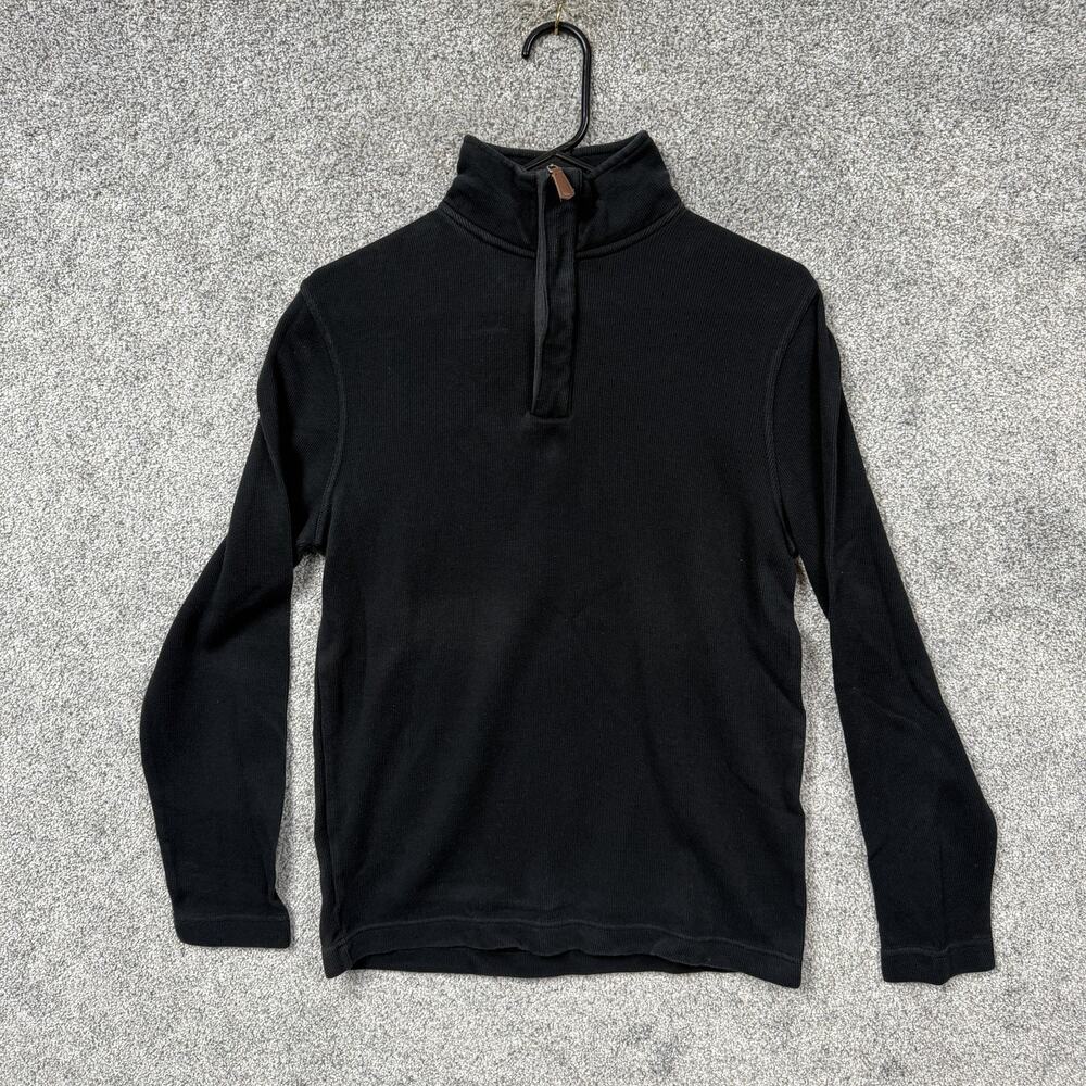 British Khaki Sweater Mens Small Black Knit 1/4 Zip Mock Neck Gorpcore Pullover